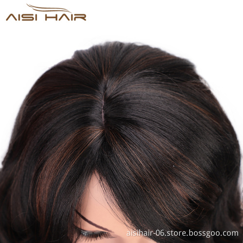 Aisi Hair Synthetic Black Body Wave Long Wavy Black Mixed Wig Heat Resistant Fiber Hair Wig For Black White Women Cosplay Wigs